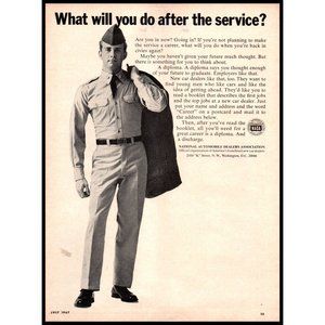 1967 NADA National Automobile Dealers Vintage Print Ad US Army Veteran Wall Art